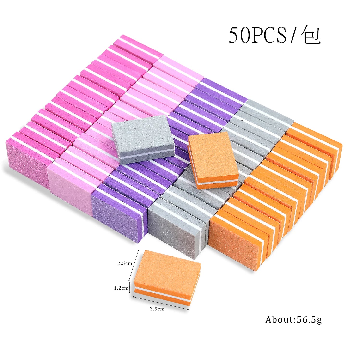 Eleeles Mini Nail File Block – Double-Sided Sanding & Polishing, 50pcs Set