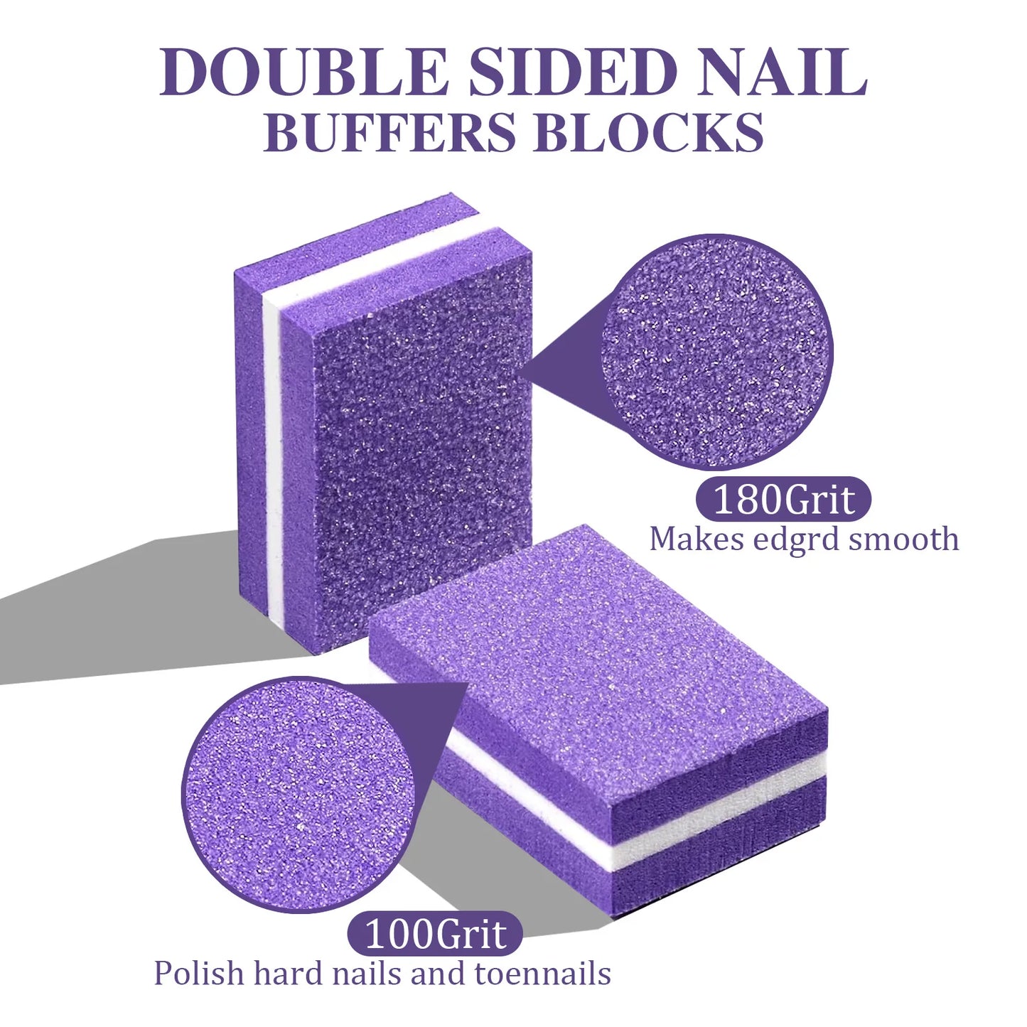 Eleeles Mini Nail File Block – Double-Sided Sanding & Polishing, 50pcs Set