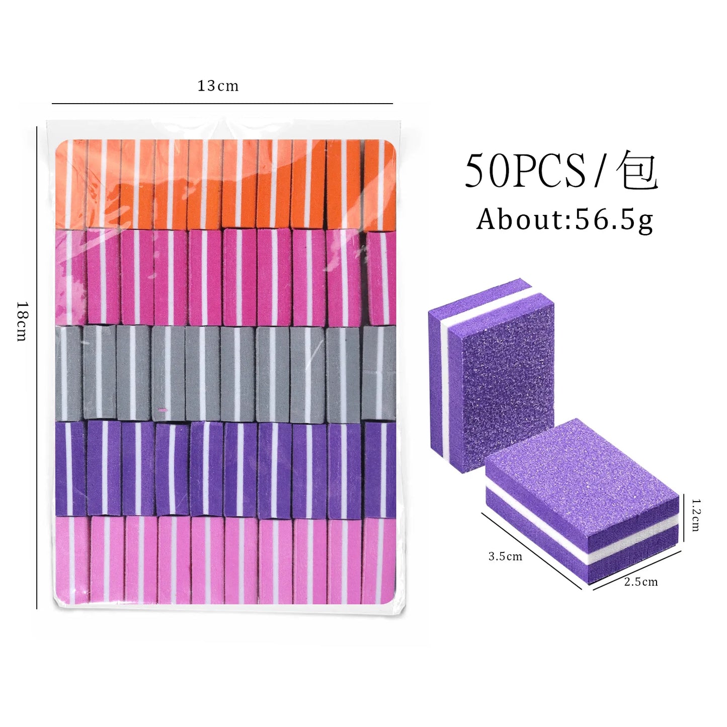 Eleeles Mini Nail File Block – Double-Sided Sanding & Polishing, 50pcs Set