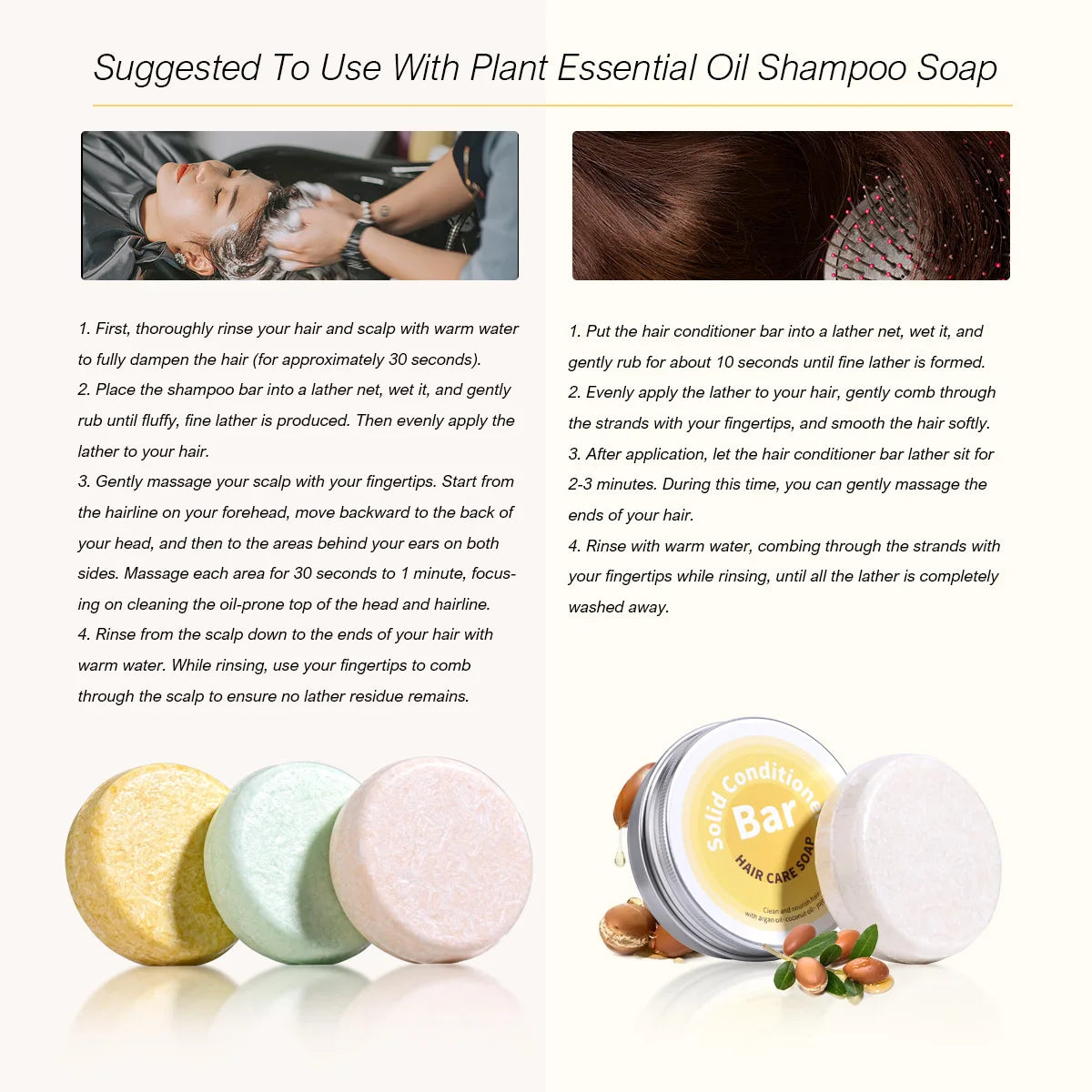 Eleeles Plant Oil Hair Conditioner Soap – Argan, Coconut & Jojoba Oil, Deep Nourishment 60g