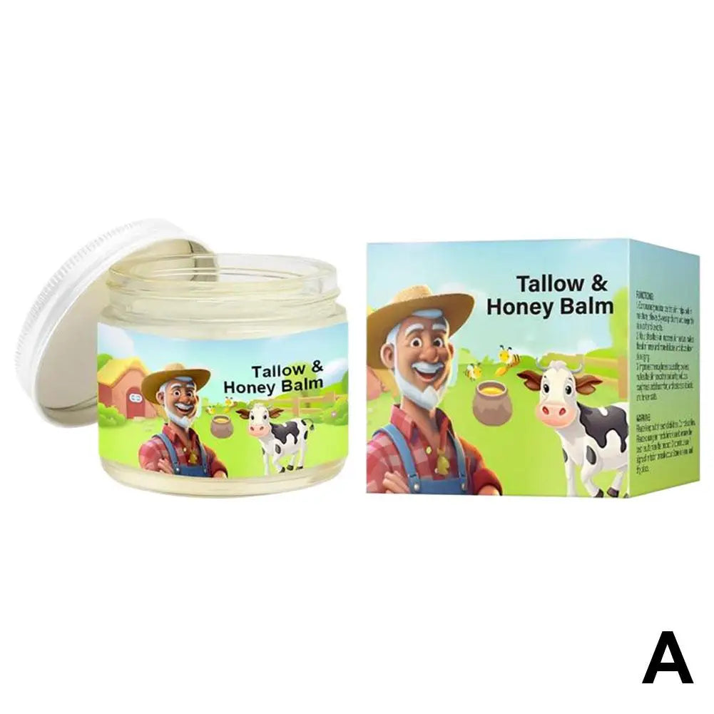 Eleeles Handmade Natural Beef Fat Honey Skincare Cream - 60g Grass-Fed Cow Twill Fabric Cream Pure Moisturizing Fragrance Skincare