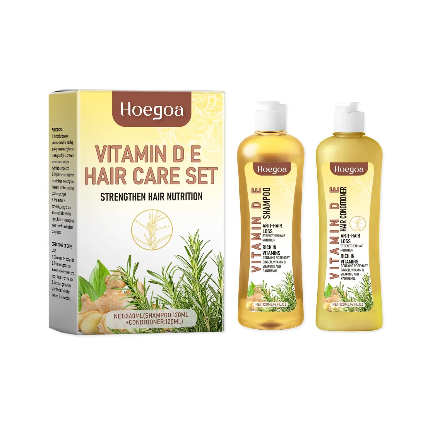 Eleeles Hair Growth Shampoo & Conditioner Set – Natural Plant Oils, Repairs & Strengthens, 120ml x2