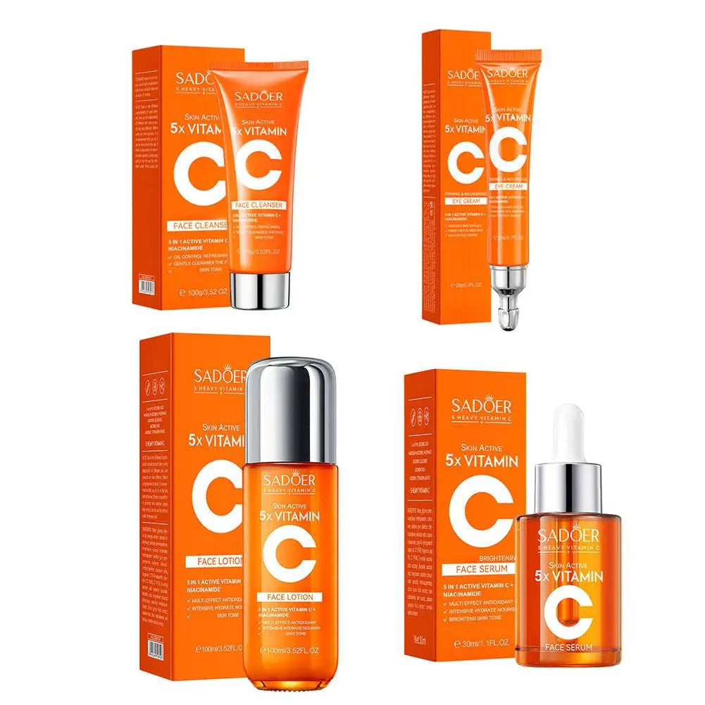 SADOER 5X VC Skin Care Set Face Cleanser Eye Cream Niacinamide Brightening Anti Oxidation Collagen Boost Firming Facial Care