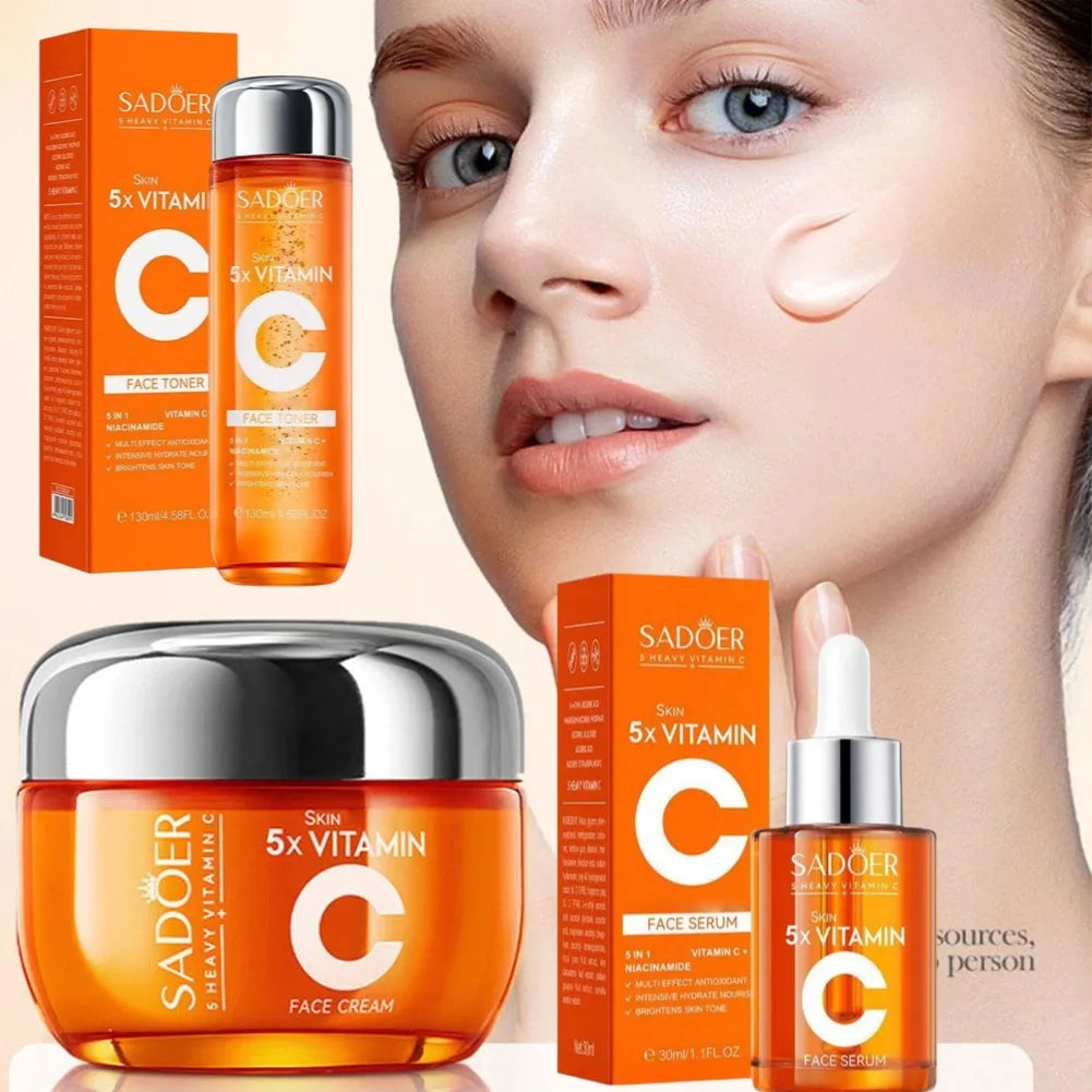 Eleeles Vitamin C Firming & Lifting Skincare Set – Brightening Serum, Cream & Toner