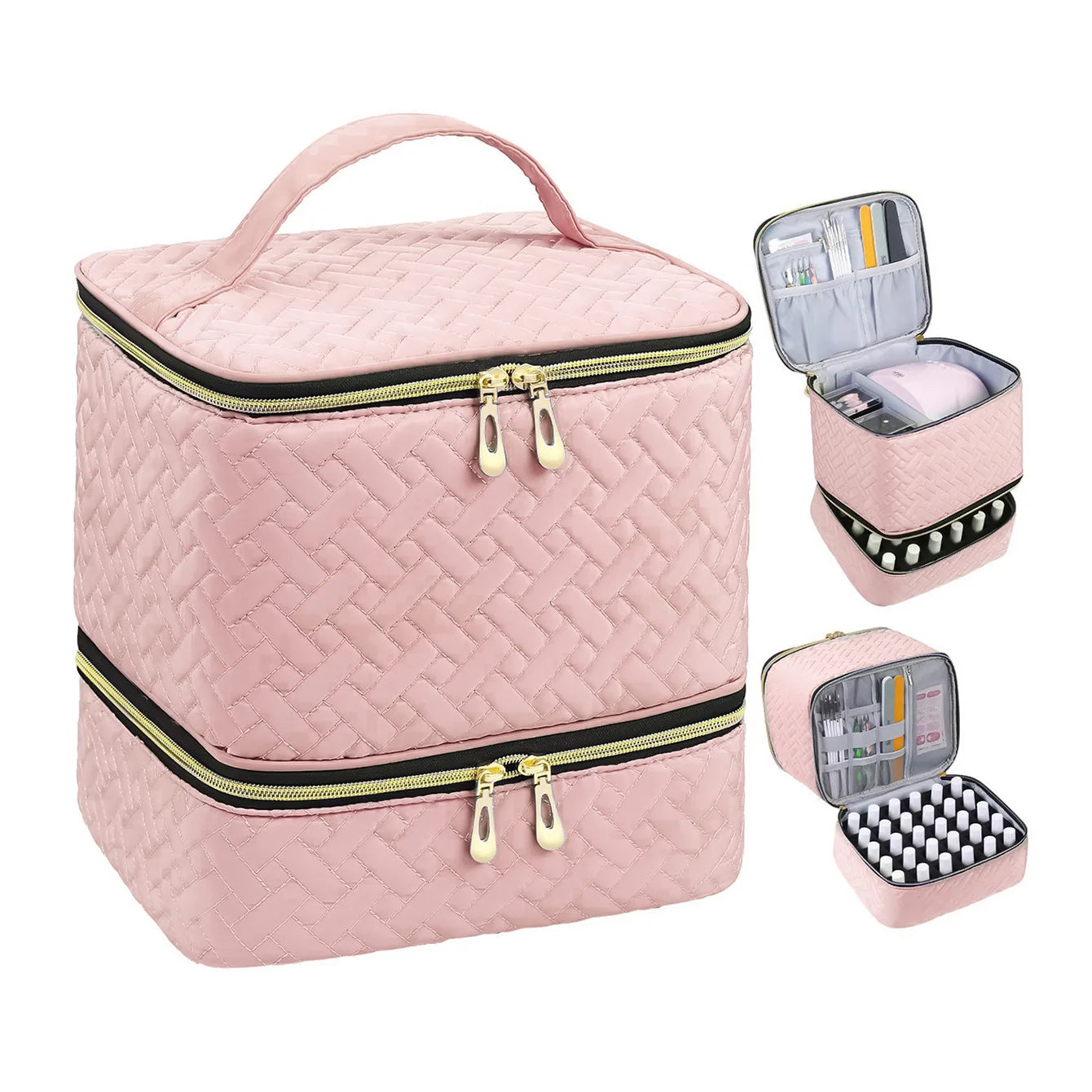 Eleeles Nail Polish Storage Bag – Double-Layer Organizer, 30 Compartments, Portable