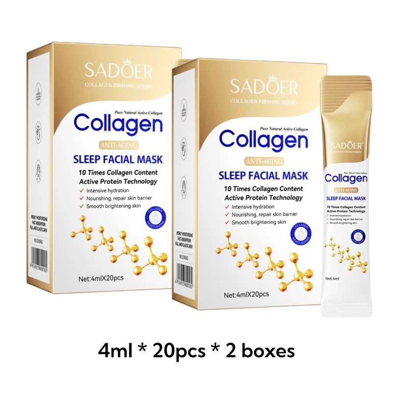 30Pcs Sadoer Collagen Sleeping Mask Facial Skin Care Moisturizing Brightening Firming Hydrating Mask Face Skin Care