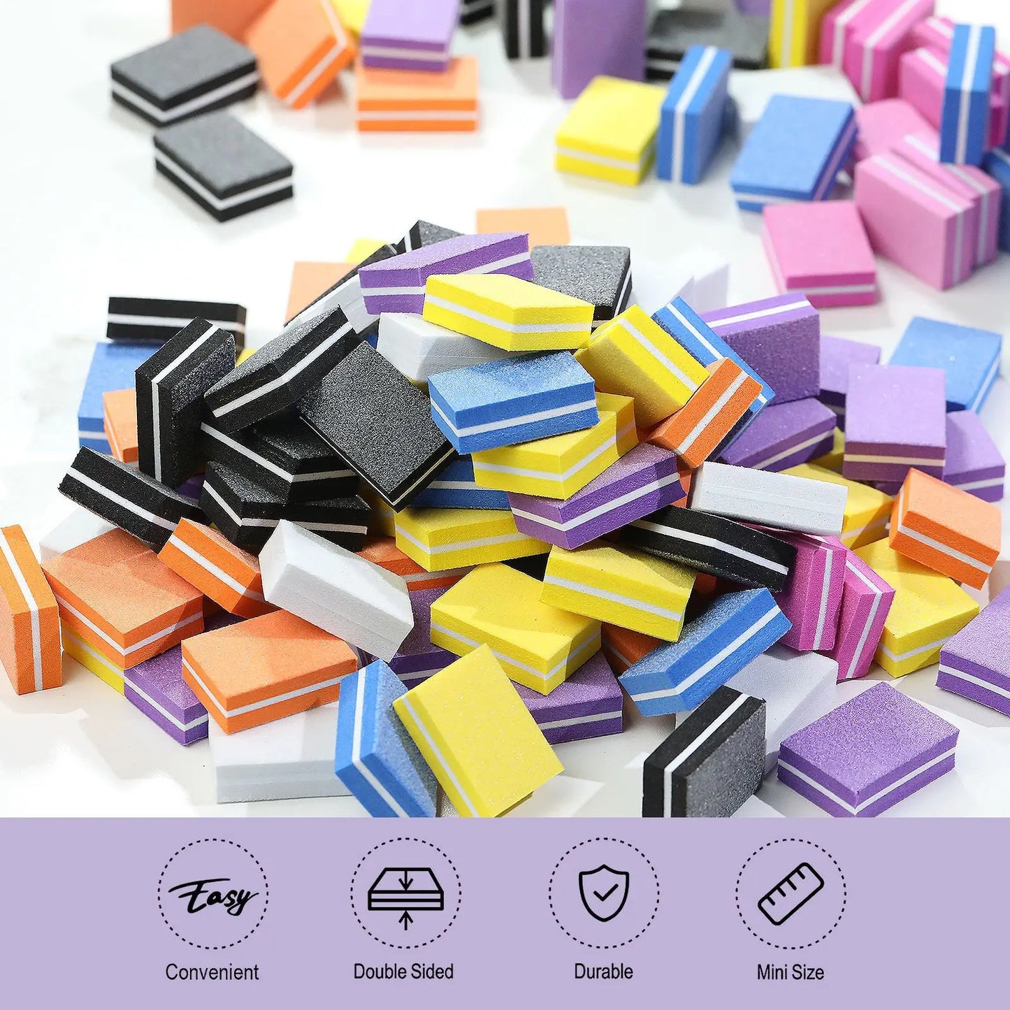 Eleeles Mini Nail File Block – Double-Sided Sanding & Polishing, 50pcs Set