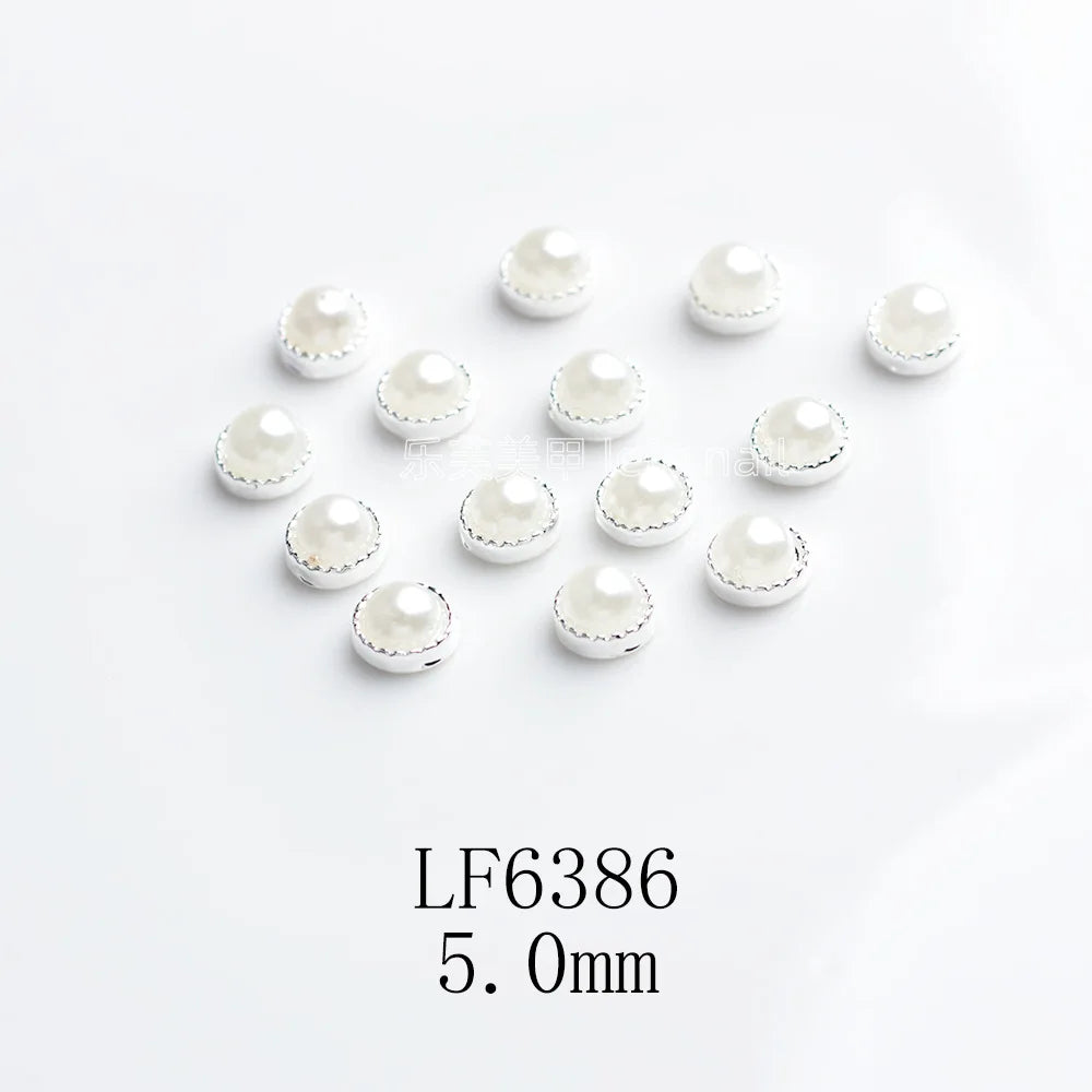Nail Care Edging Pearl Flat Bottom Semicircle Alloy DIY Nail Paste Nail Care Accessories