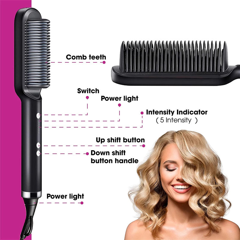 Professional 2-in-1 Ionic Hair Straightener Brush