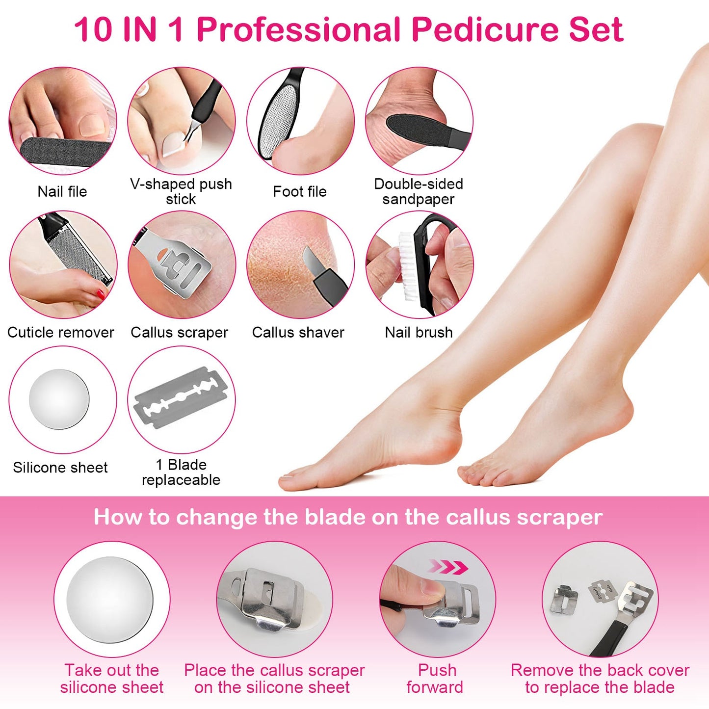 Professional Electric Foot Callus Remover - 17-Piece Pedicure Kit hand roller