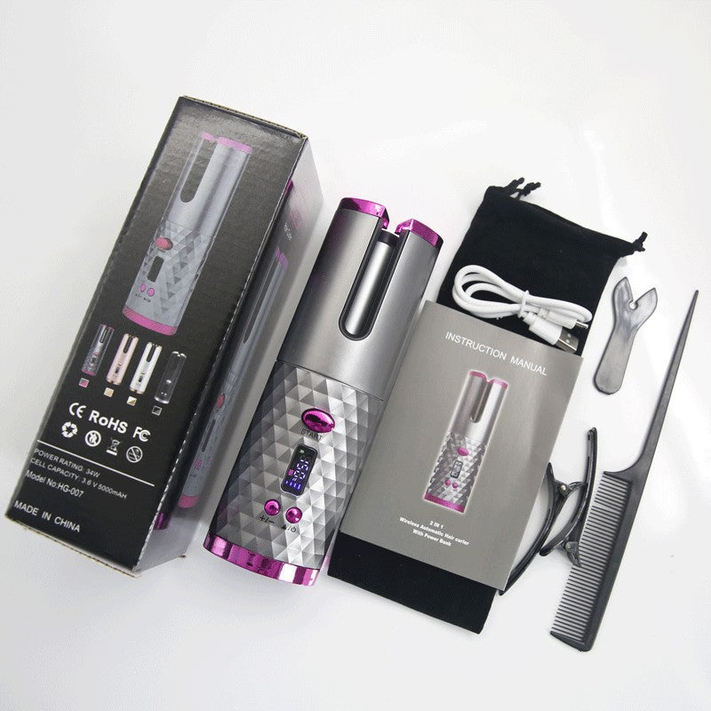 Wireless Automatic Hair Curler — USB Cordless with Color Screen