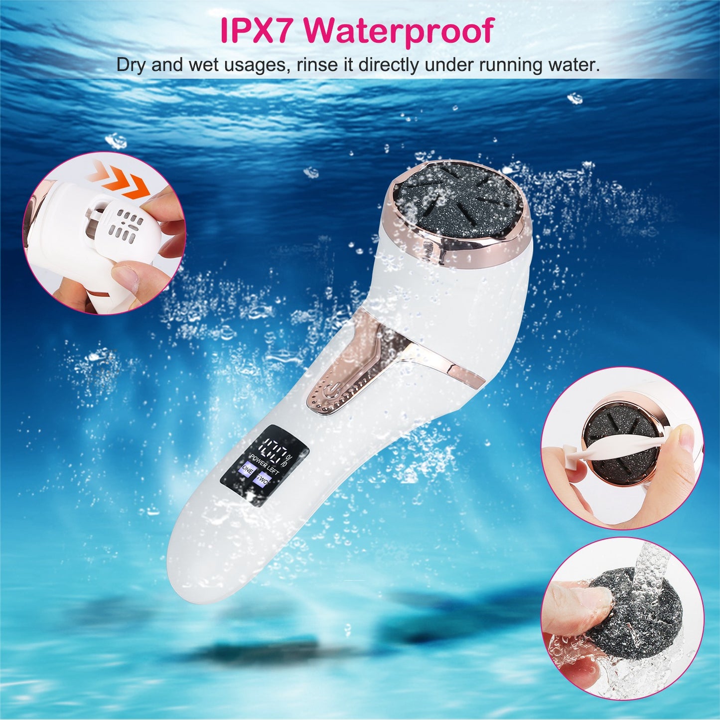 Professional Electric Foot Callus Remover - 17-Piece Pedicure Kit hand roller