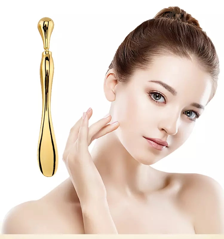 Golden Eye Cream Massager Wand | Zinc Alloy Applicator & Roller