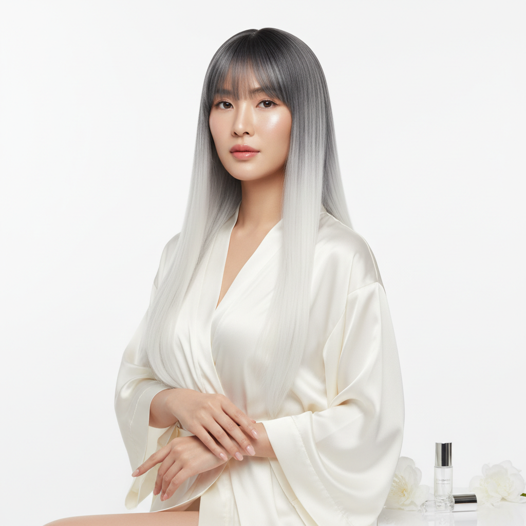 Gray to White Gradient Wig