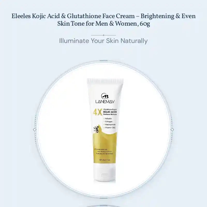 Eleeles Kojic Acid & Glutathione Face Cream &ndash; Brightening & Even Skin Tone for Men & Women, 60g by@Outfy