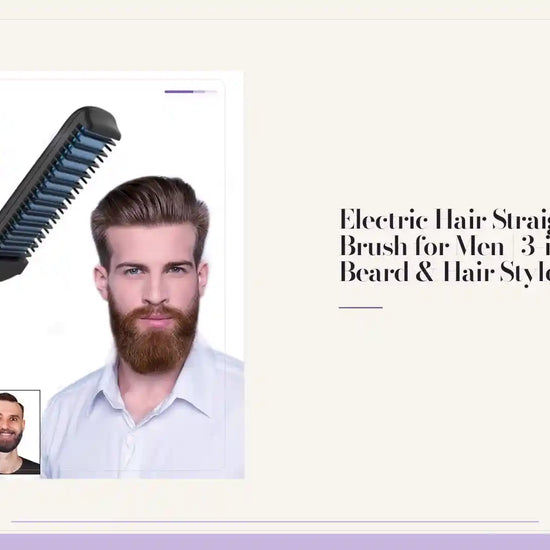 Electric Hair Straightener Brush for Men | 3-in-1 Beard &amp; Hair Styler by@Outfy