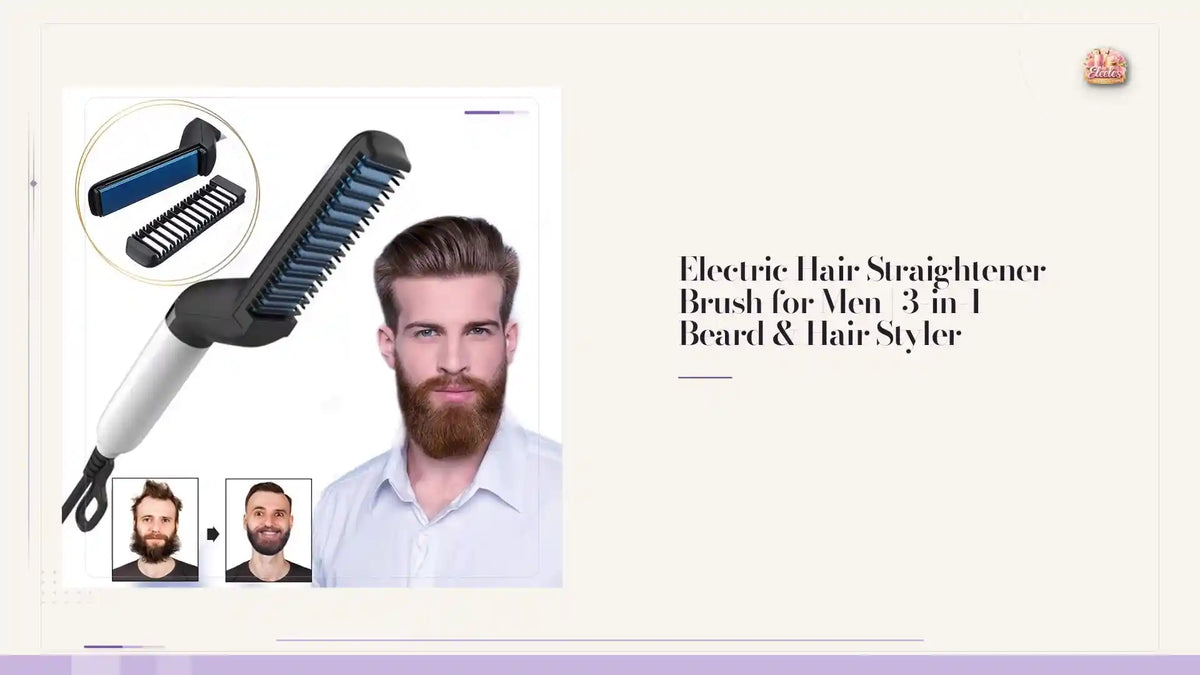 Electric Hair Straightener Brush for Men | 3-in-1 Beard &amp; Hair Styler by@Outfy