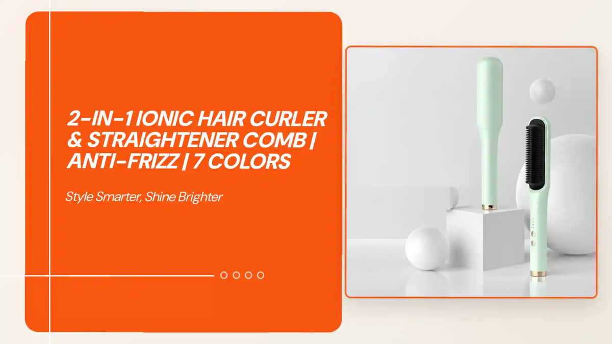 2-in-1 Ionic Hair Curler &amp; Straightener Comb | Anti-Frizz | 7 Colors by@Outfy