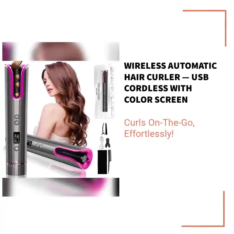 Wireless Automatic Hair Curler &mdash; USB Cordless with Color Screen by@Outfy