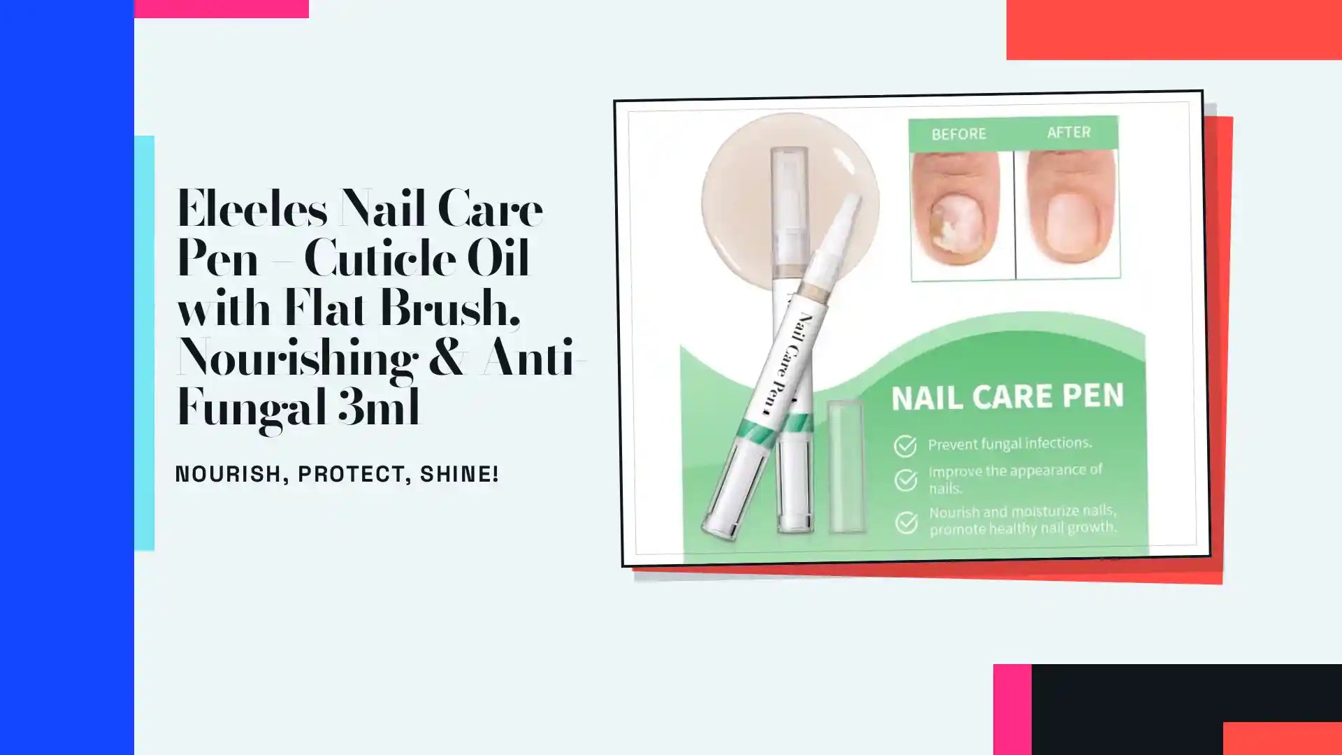 Eleeles Nail Care Pen &ndash; Cuticle Oil with Flat Brush, Nourishing & Anti-Fungal 3ml by@Outfy