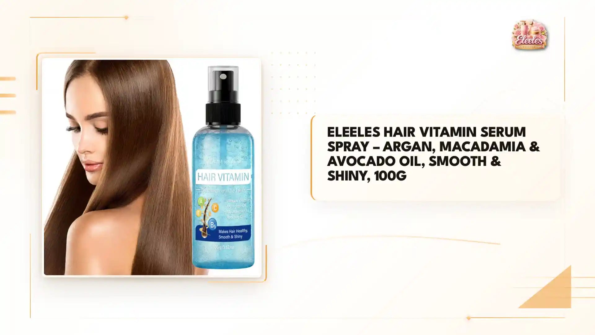 Eleeles Hair Vitamin Serum Spray &ndash; Argan, Macadamia & Avocado Oil, Smooth & Shiny, 100g by@Outfy