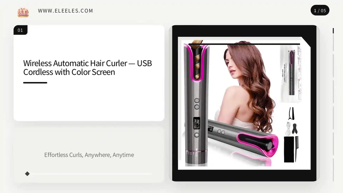 Wireless Automatic Hair Curler &mdash; USB Cordless with Color Screen by@Outfy