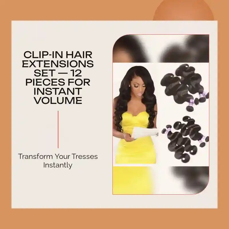 Clip-In Hair Extensions Set &mdash; 12 Pieces for Instant Volume by@Outfy