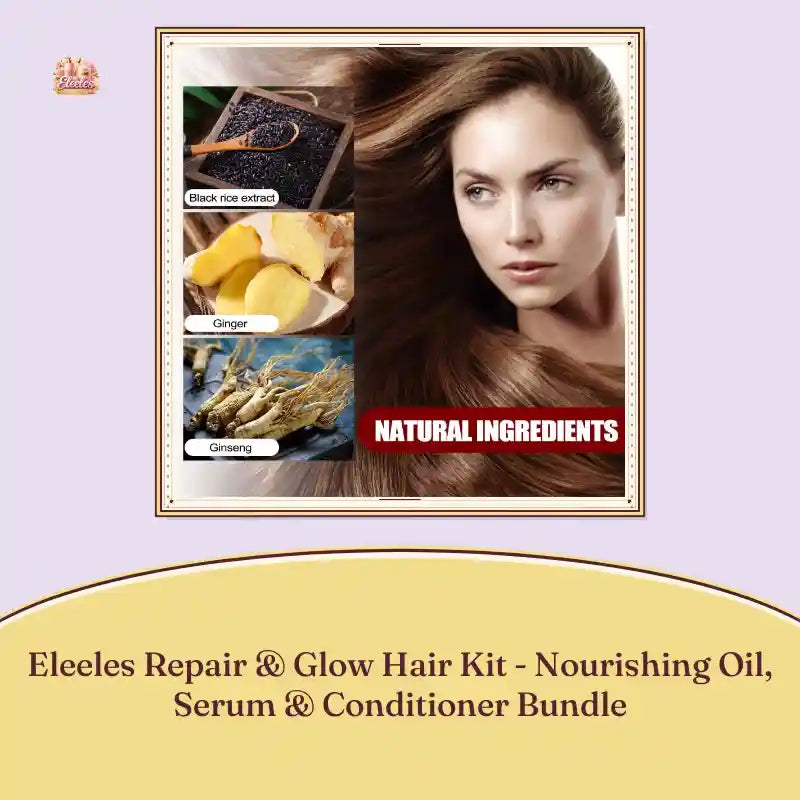 Eleeles Repair &amp; Glow Hair Kit - Nourishing Oil, Serum &amp; Conditioner Bundle by@Outfy