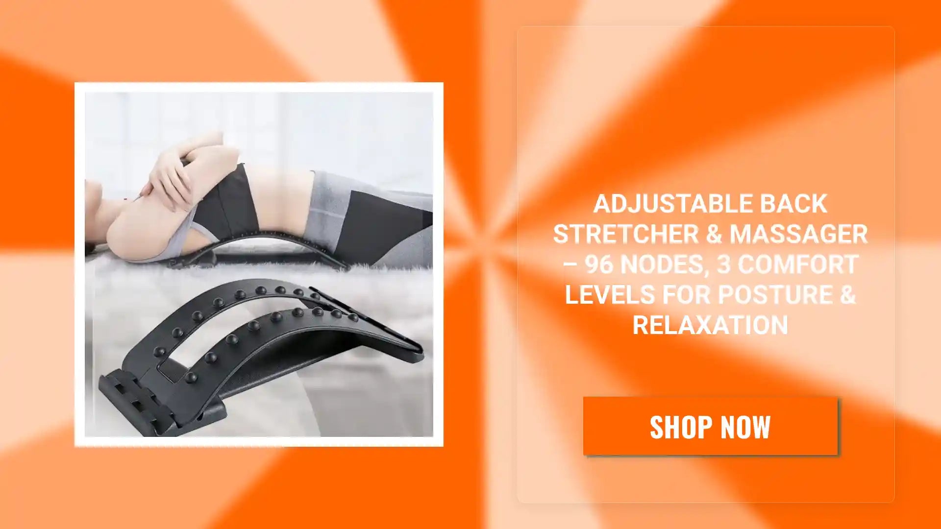 Adjustable Back Stretcher & Massager &ndash; 96 Nodes, 3 Comfort Levels for Posture & Relaxation by@Outfy
