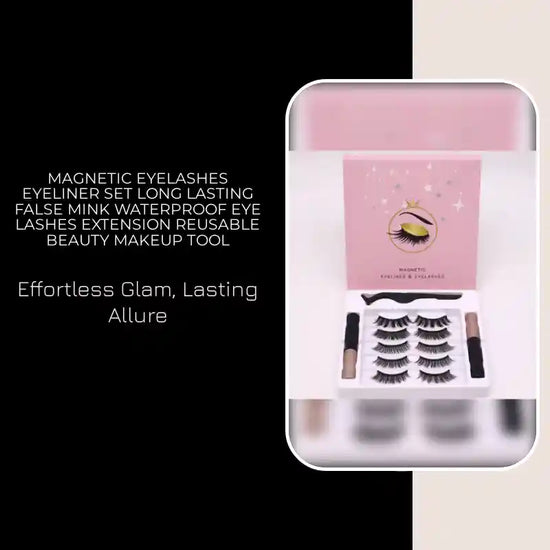 Magnetic Eyelashes Eyeliner Set Long Lasting False Mink Waterproof Eye Lashes Extension Reusable Beauty Makeup Tool by@Outfy
