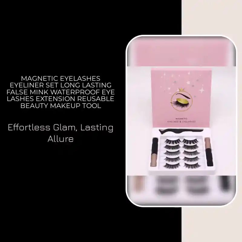 Magnetic Eyelashes Eyeliner Set Long Lasting False Mink Waterproof Eye Lashes Extension Reusable Beauty Makeup Tool by@Outfy