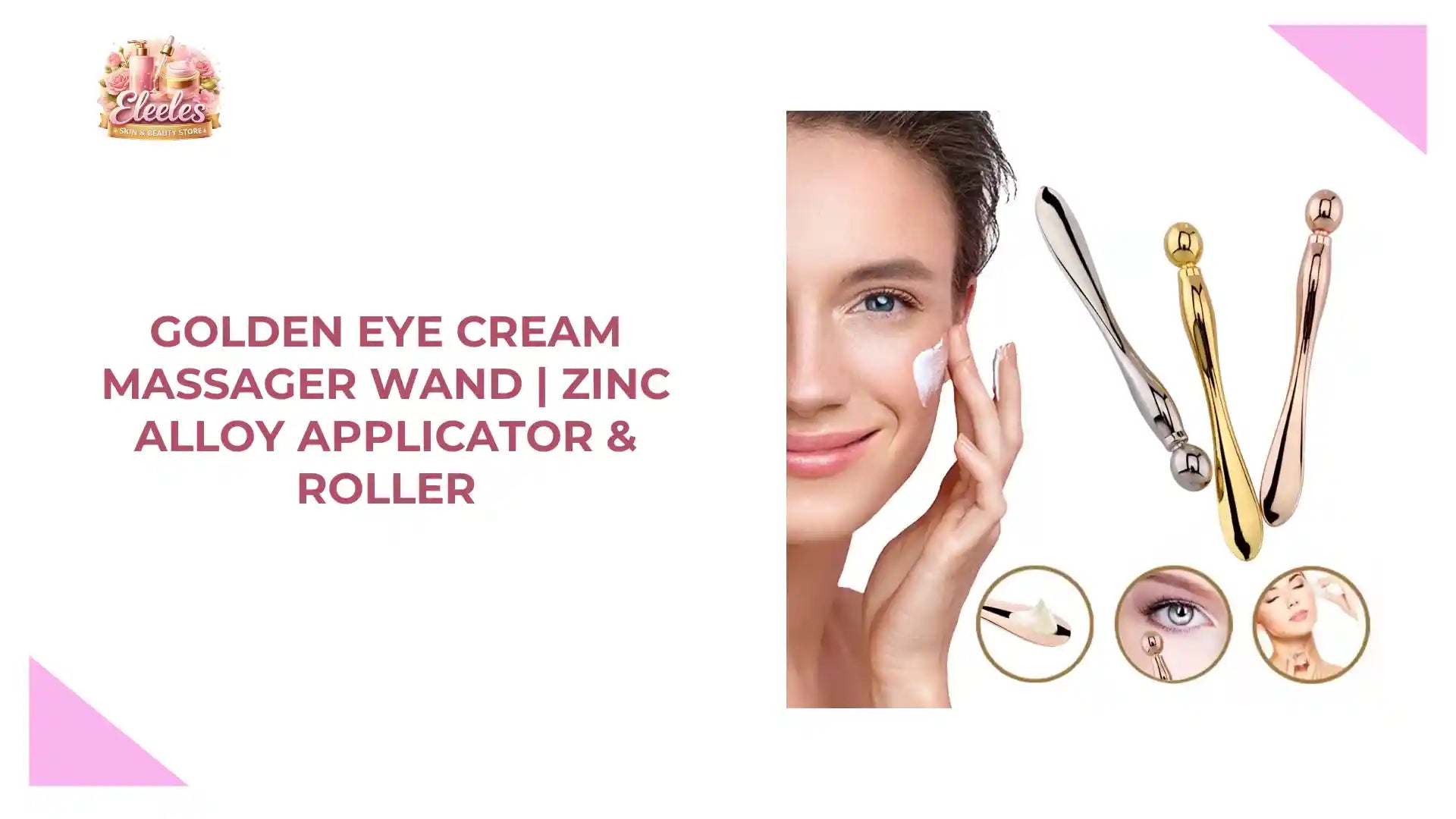Golden Eye Cream Massager Wand | Zinc Alloy Applicator &amp; Roller by@Outfy