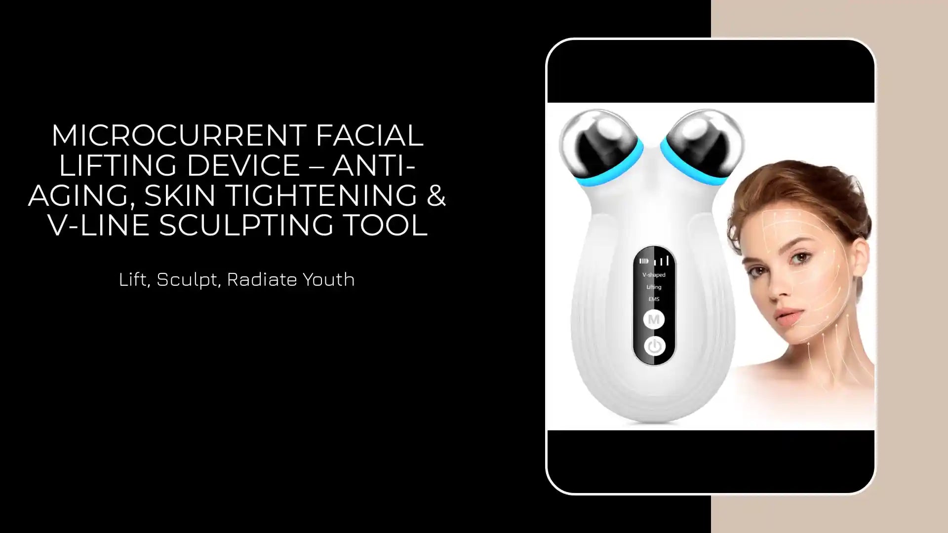 Microcurrent Facial Lifting Device &ndash; Anti-Aging, Skin Tightening &amp; V-Line Sculpting Tool by@Outfy