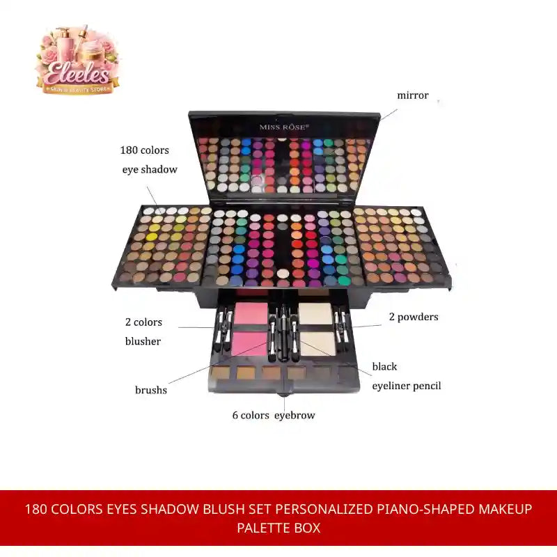 180 Colors Eyes Shadow Blush Set Personalized Piano-shaped Makeup Palette Box by@Outfy