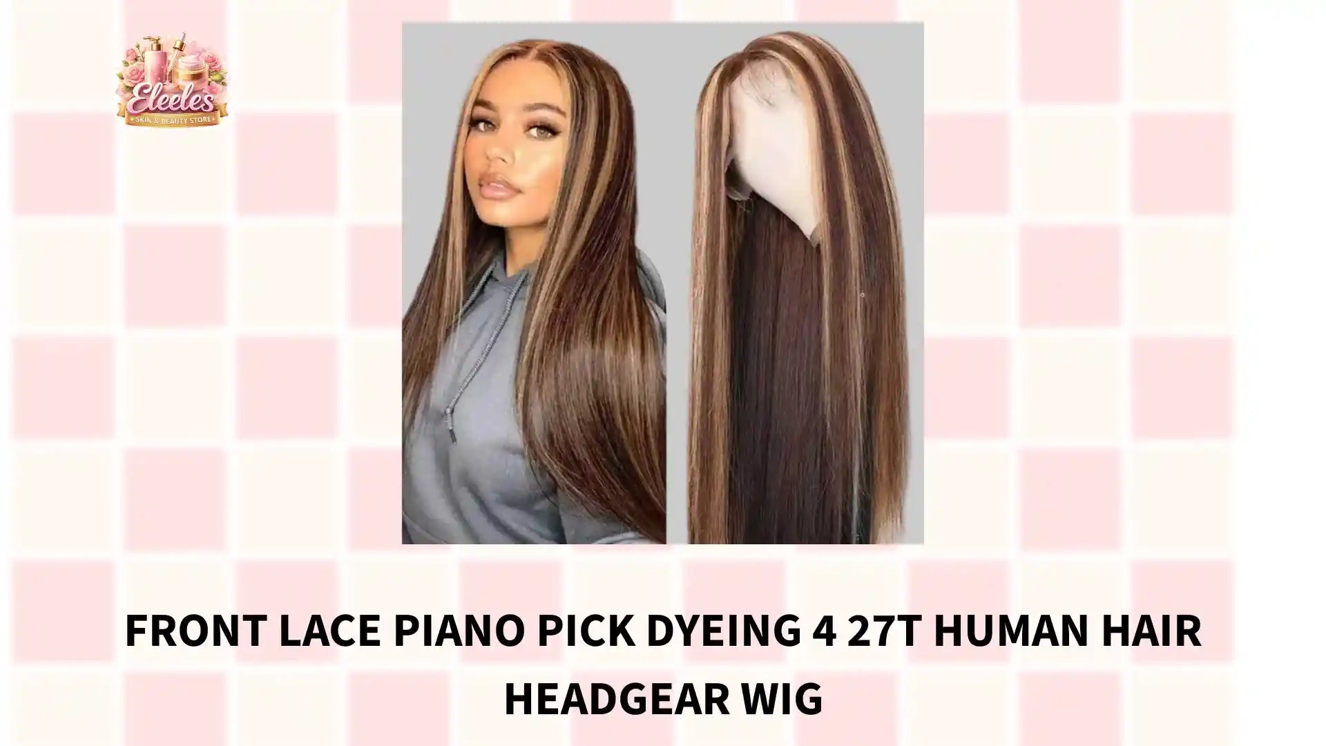 Front Lace Piano Pick Dyeing 4 27T Human Hair Headgear Wig by@Outfy