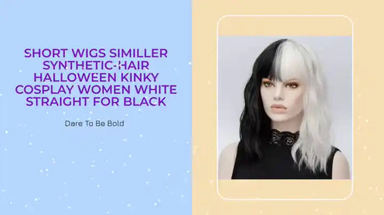 Short Wigs Similler Synthetic-Hair Halloween Kinky Cosplay Women White Straight for Black by@Outfy