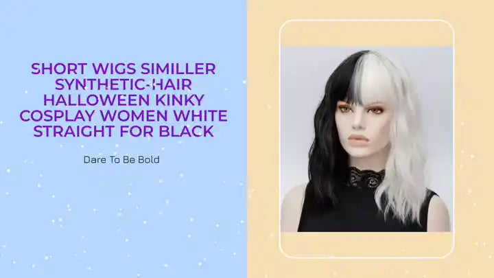 Short Wigs Similler Synthetic-Hair Halloween Kinky Cosplay Women White Straight for Black by@Outfy