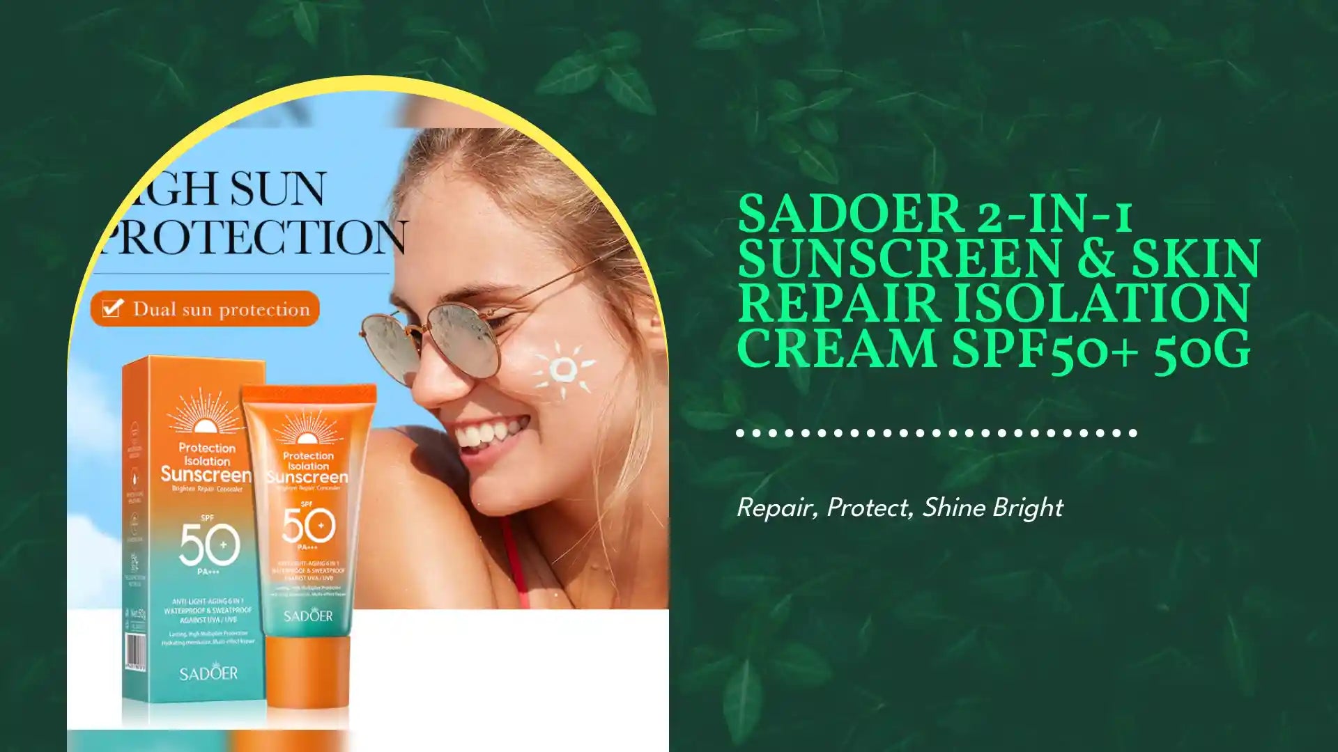 SADOER 2-in-1 Sunscreen & Skin Repair Isolation Cream SPF50+ 50g by@Outfy