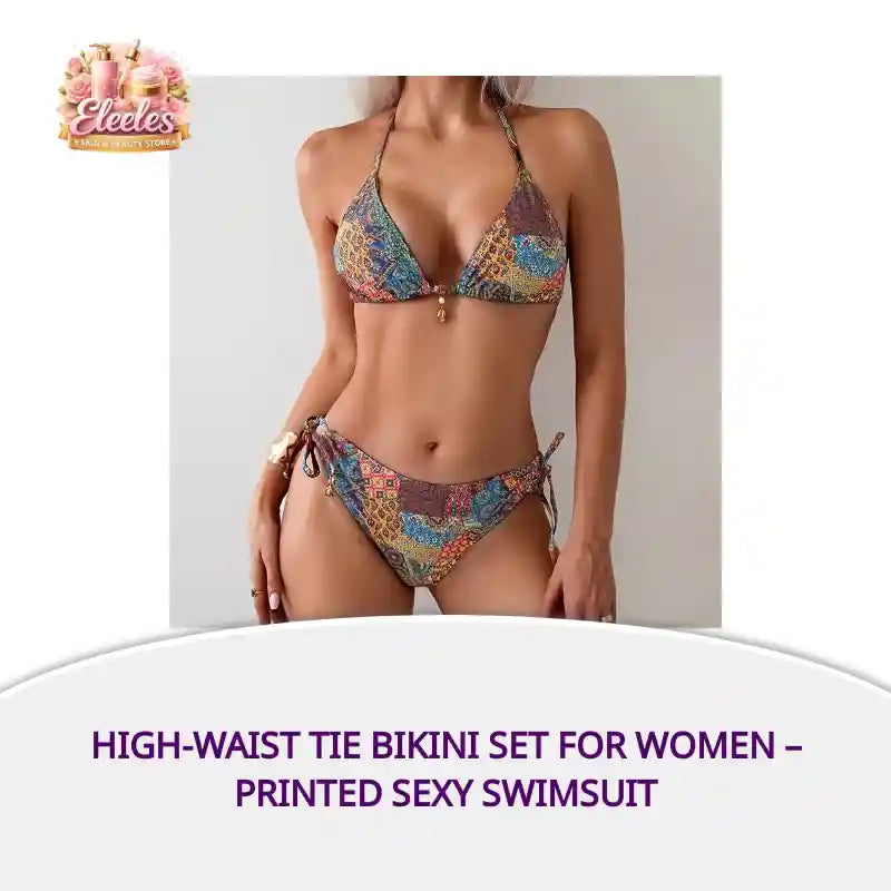 High-Waist Tie Bikini Set for Women &ndash; Printed Sexy Swimsuit by@Outfy