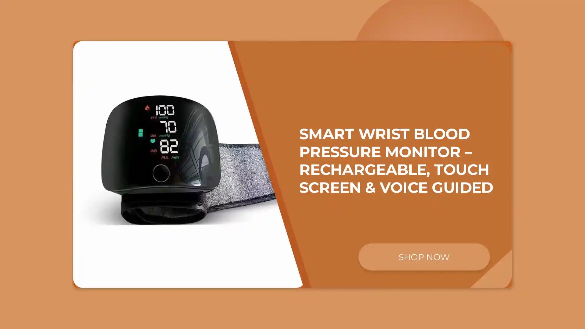 Smart Wrist Blood Pressure Monitor &ndash; Rechargeable, Touch Screen & Voice Guided by@Outfy