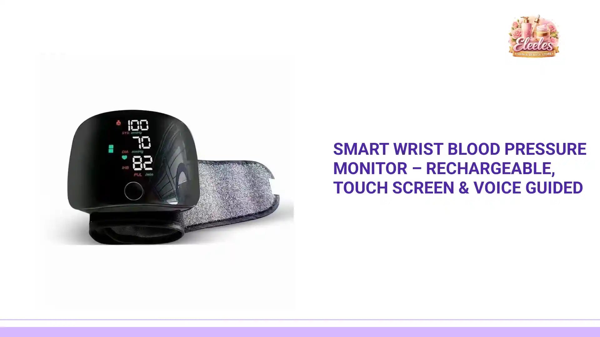 Smart Wrist Blood Pressure Monitor &ndash; Rechargeable, Touch Screen &amp; Voice Guided by@Outfy